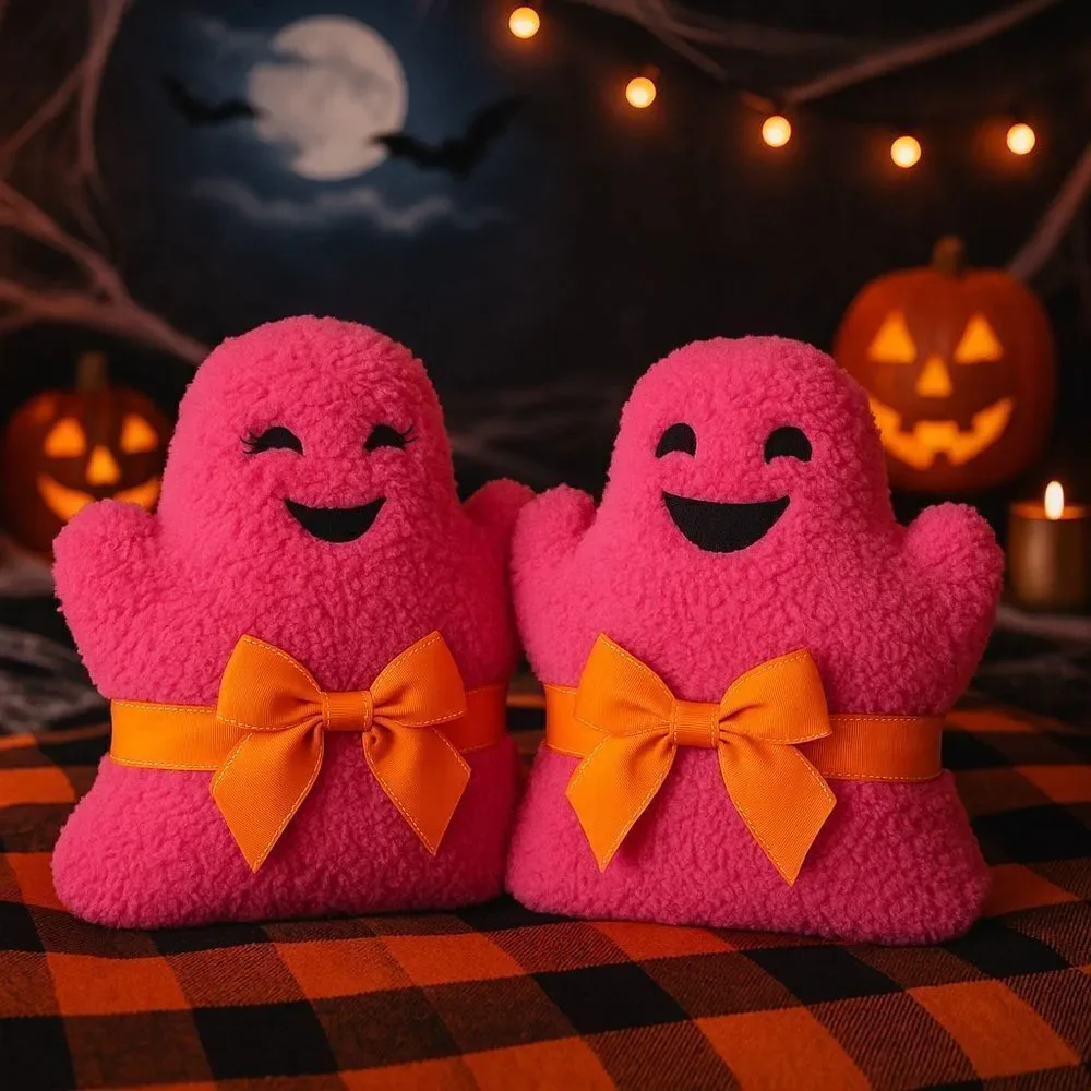 🎃 NOVOGRATZ Halloween Pink Ghost Pillow Set  Girl & Boy Plush–Limited Edition 🎃